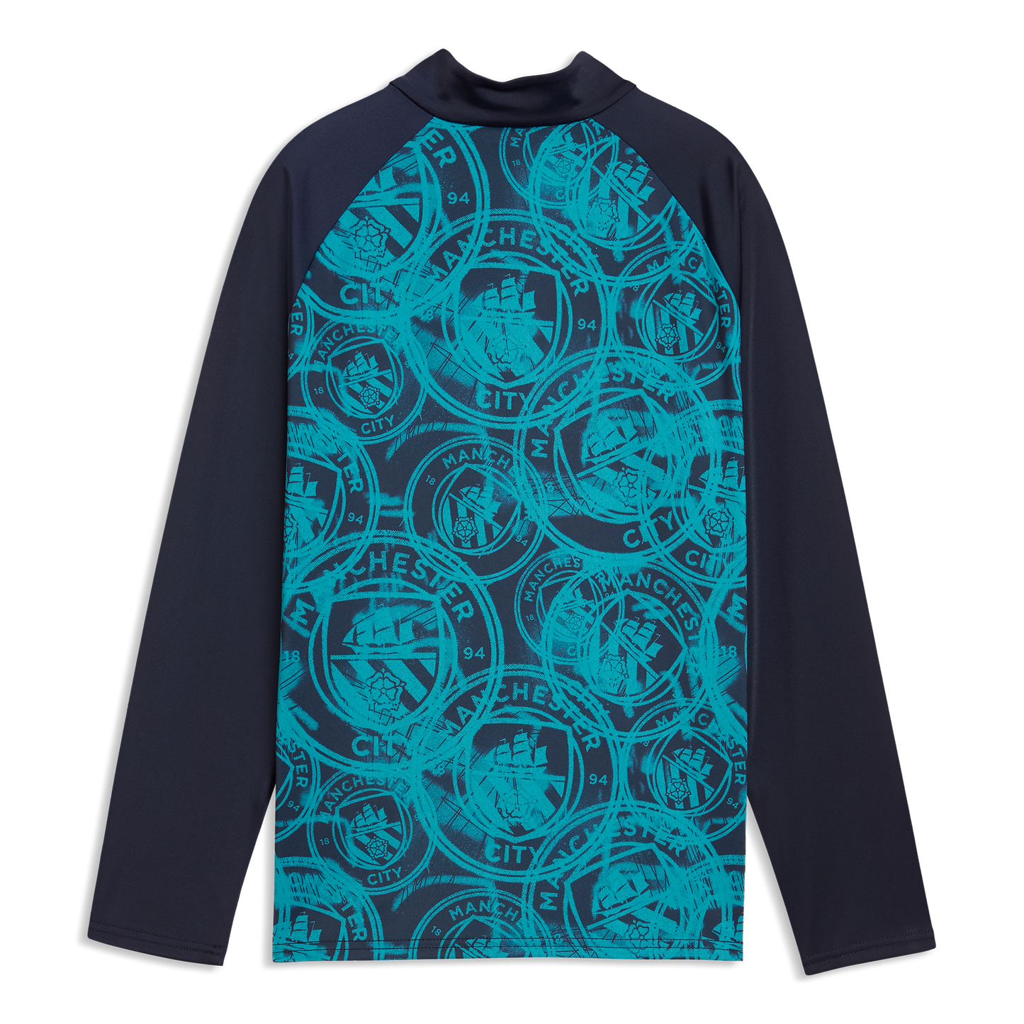 Kids' Manchester City Pre-Match 1/4 Zip Top - Deep Navy-Tropical Blue