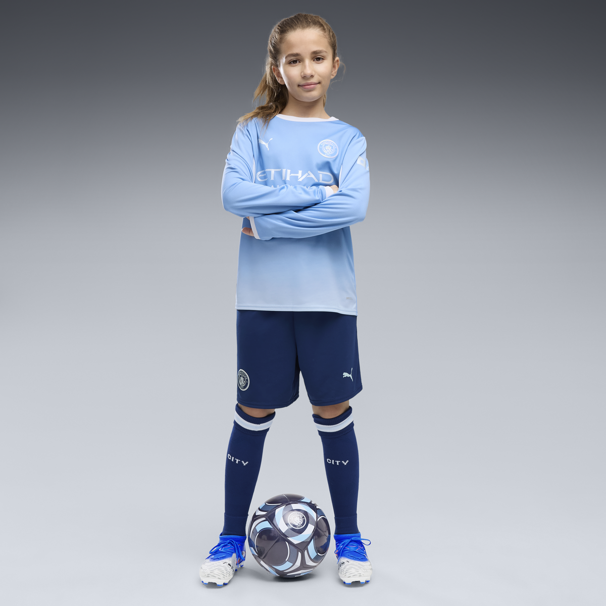 Kids' Manchester City Home Long Sleeve Jersey 2026/27