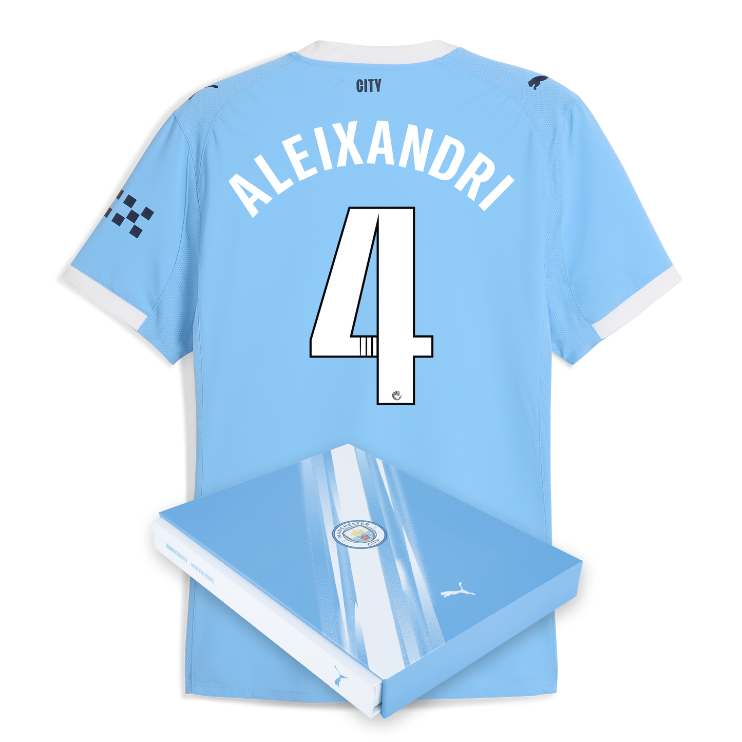 Manchester City Home Authentic Jersey 2025/26 With ALEIXANDRI 4 Printing in Gift Box