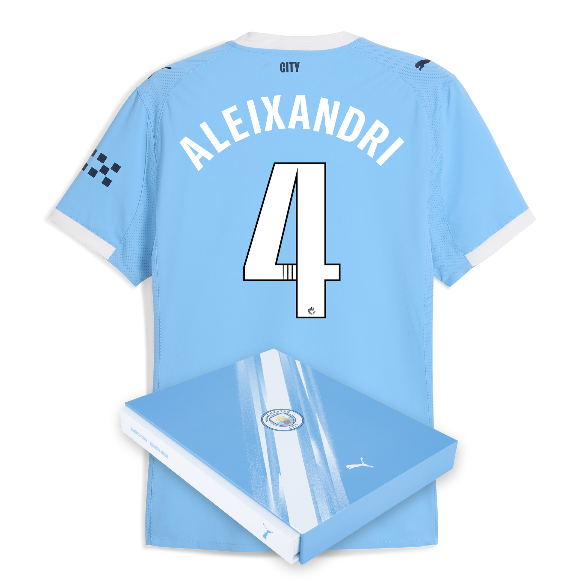 Manchester City Home Authentic Jersey 2025/26 With ALEIXANDRI 4 Printing in Gift Box