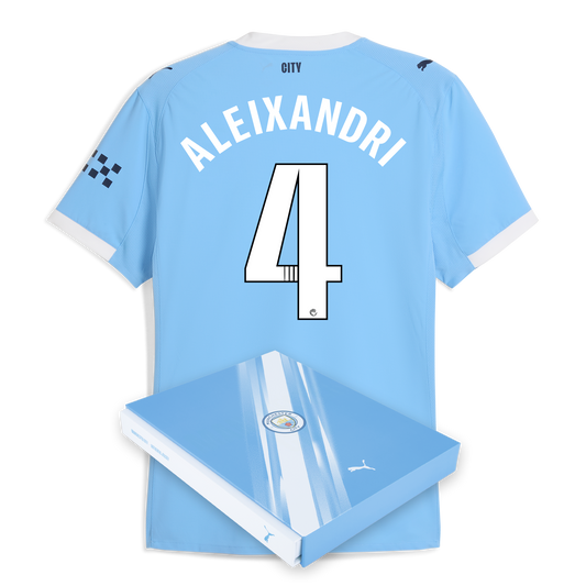 Manchester City Home Authentic Jersey 2025/26 With ALEIXANDRI 4 Printing in Gift Box
