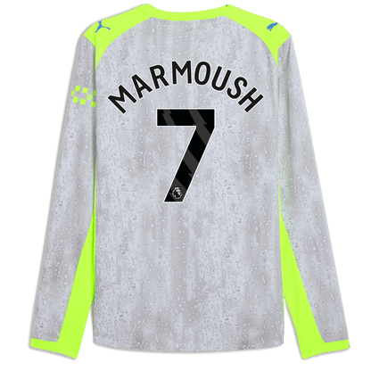 Manchester City Third Authentic Jersey 2025/26 Long Sleeve With MARMOUSH 7 Printing - blue