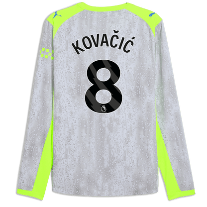 Manchester City Third Authentic Jersey 2025/26 Long Sleeve With KOVAČIĆ 8 Printing - blue