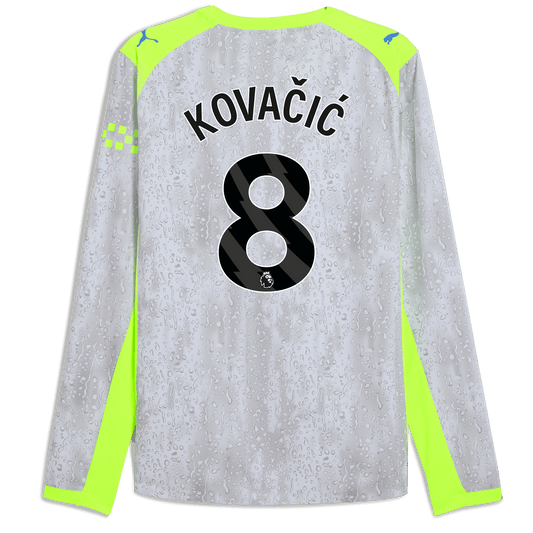 Manchester City Third Authentic Jersey 2025/26 Long Sleeve With KOVAČIĆ 8 Printing - blue