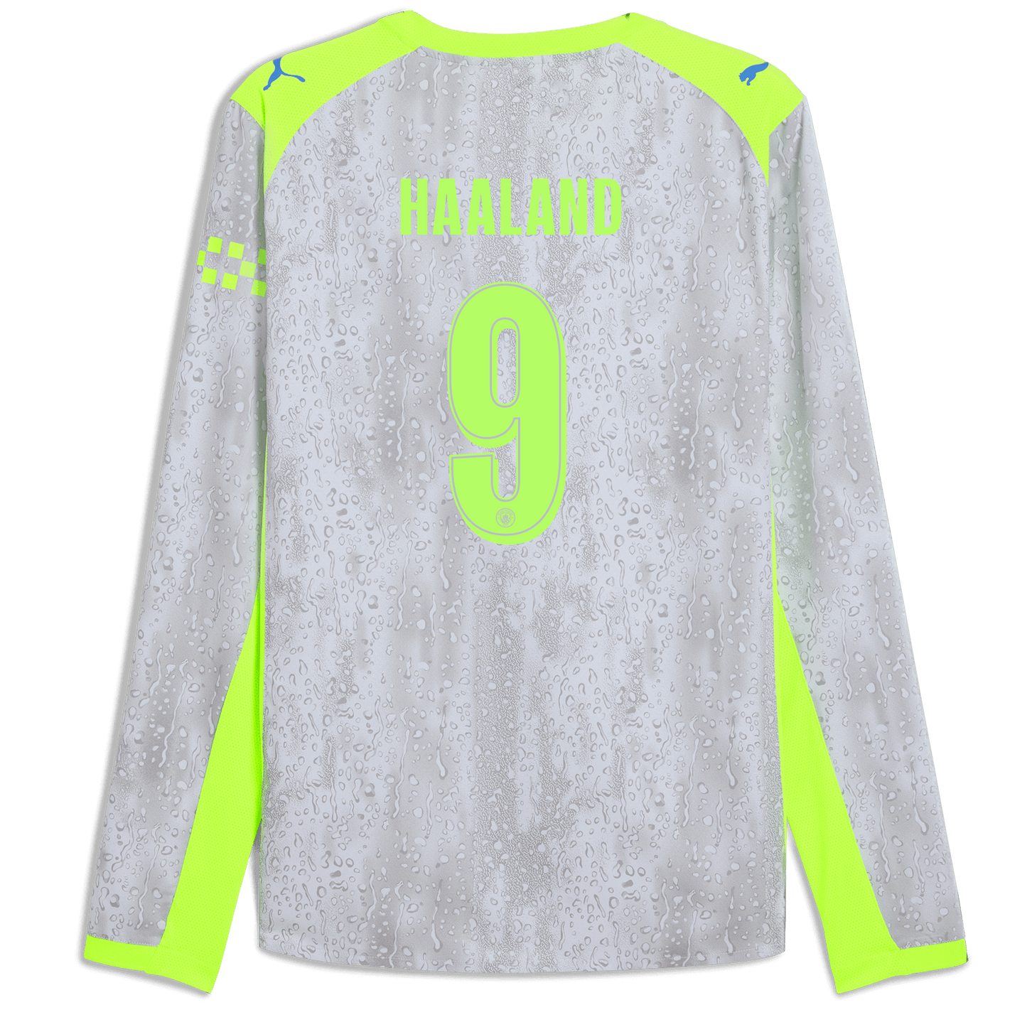 Manchester City Third Authentic Jersey 2025/26 Long Sleeve With HAALAND 9 Printing - blue