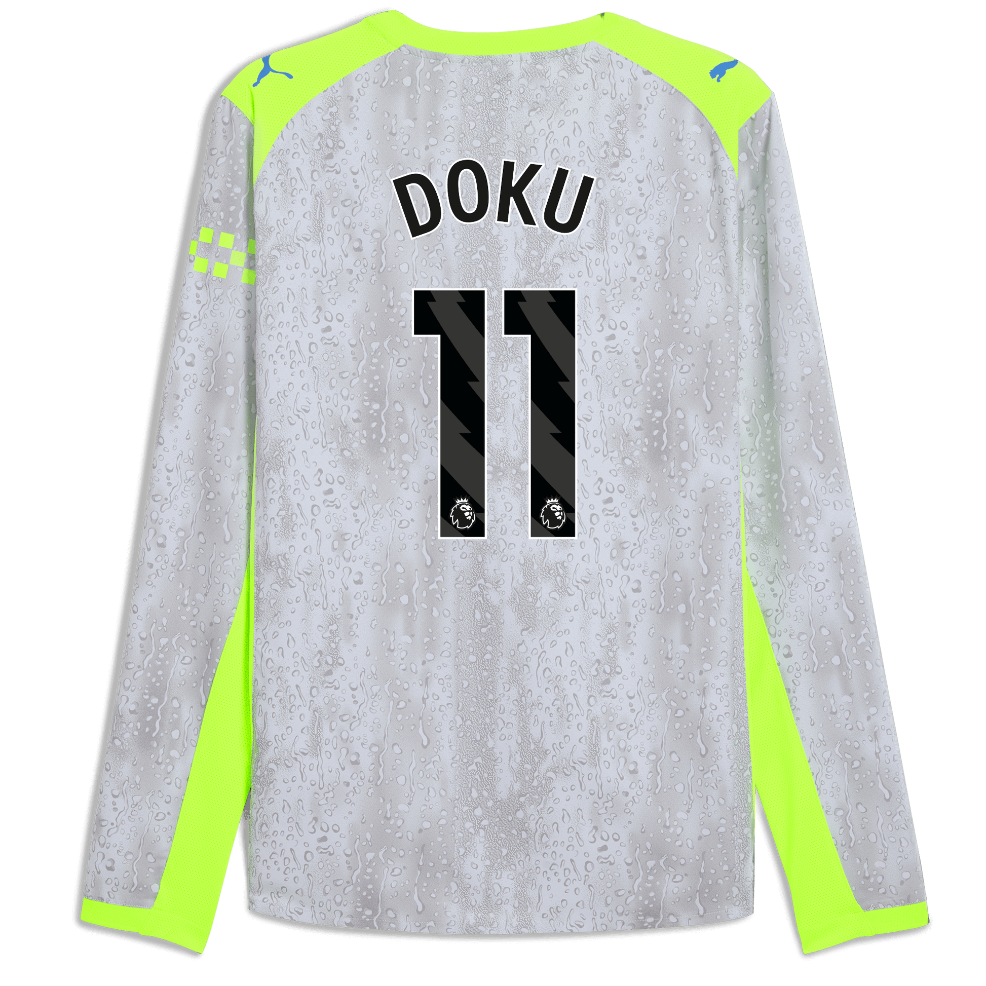 Manchester City Third Authentic Jersey 2025/26 Long Sleeve With DOKU 11 Printing
