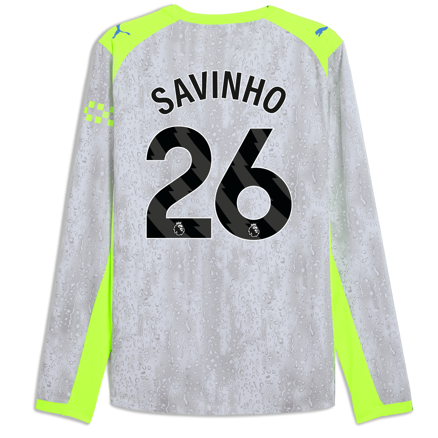 Manchester City Third Authentic Jersey 2025/26 Long Sleeve With SAVINHO 26 Printing - blue
