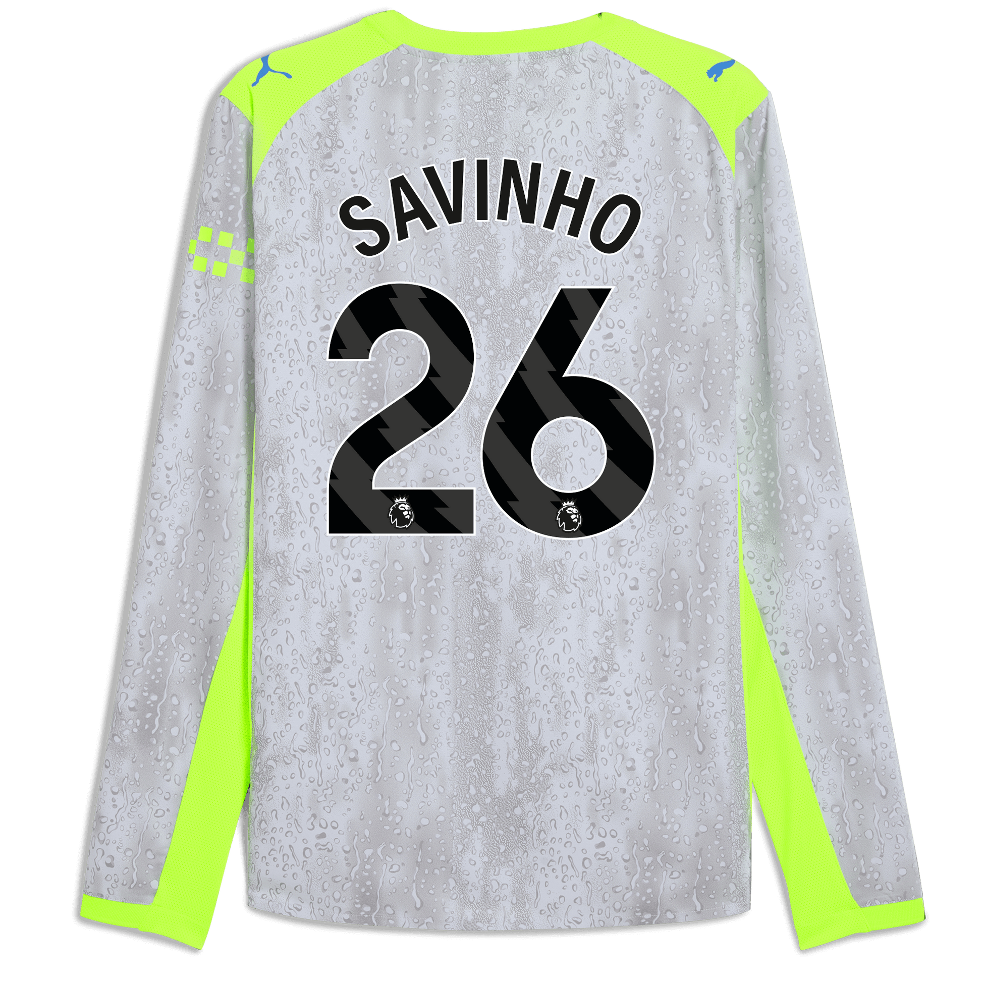 Manchester City Third Authentic Jersey 2025/26 Long Sleeve With SAVINHO 26 Printing - blue