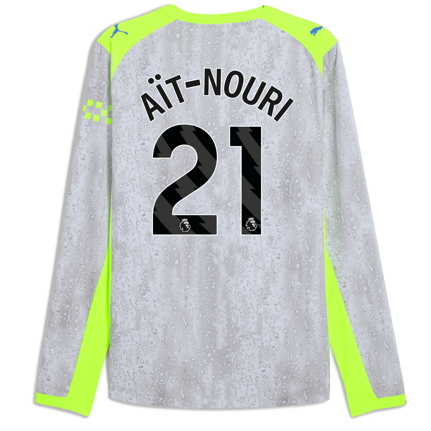 Manchester City Third Authentic Jersey 2025/26 Long Sleeve With AÏT-NOURI 21 Printing - blue