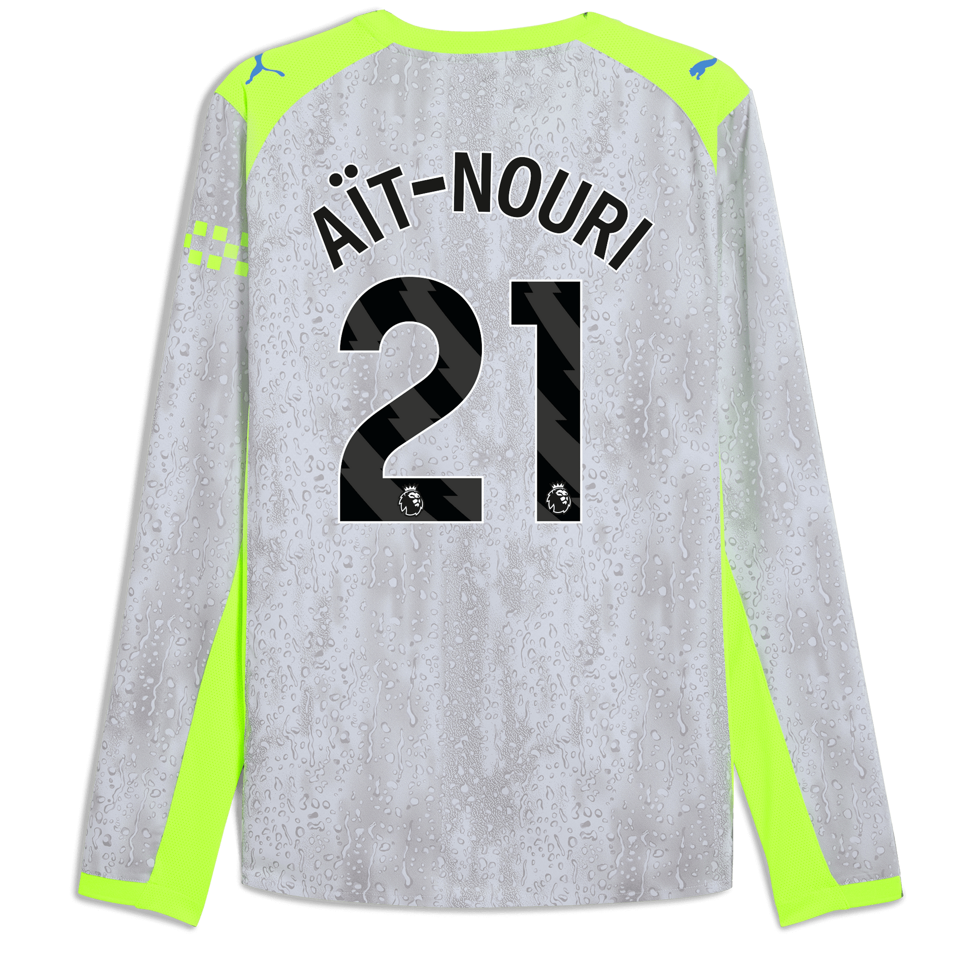 Manchester City Third Authentic Jersey 2025/26 Long Sleeve With AÏT-NOURI 21 Printing - blue