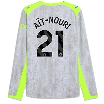 Manchester City Third Authentic Jersey 2025/26 Long Sleeve With AÏT-NOURI 21 Printing - blue