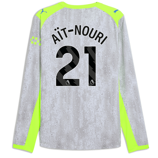 Manchester City Third Authentic Jersey 2025/26 Long Sleeve With AÏT-NOURI 21 Printing - blue