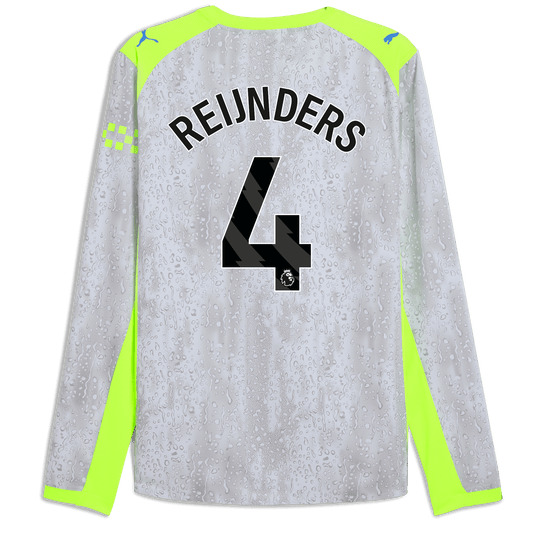Manchester City Third Authentic Jersey 2025/26 Long Sleeve With REIJNDERS 4 Printing - blue