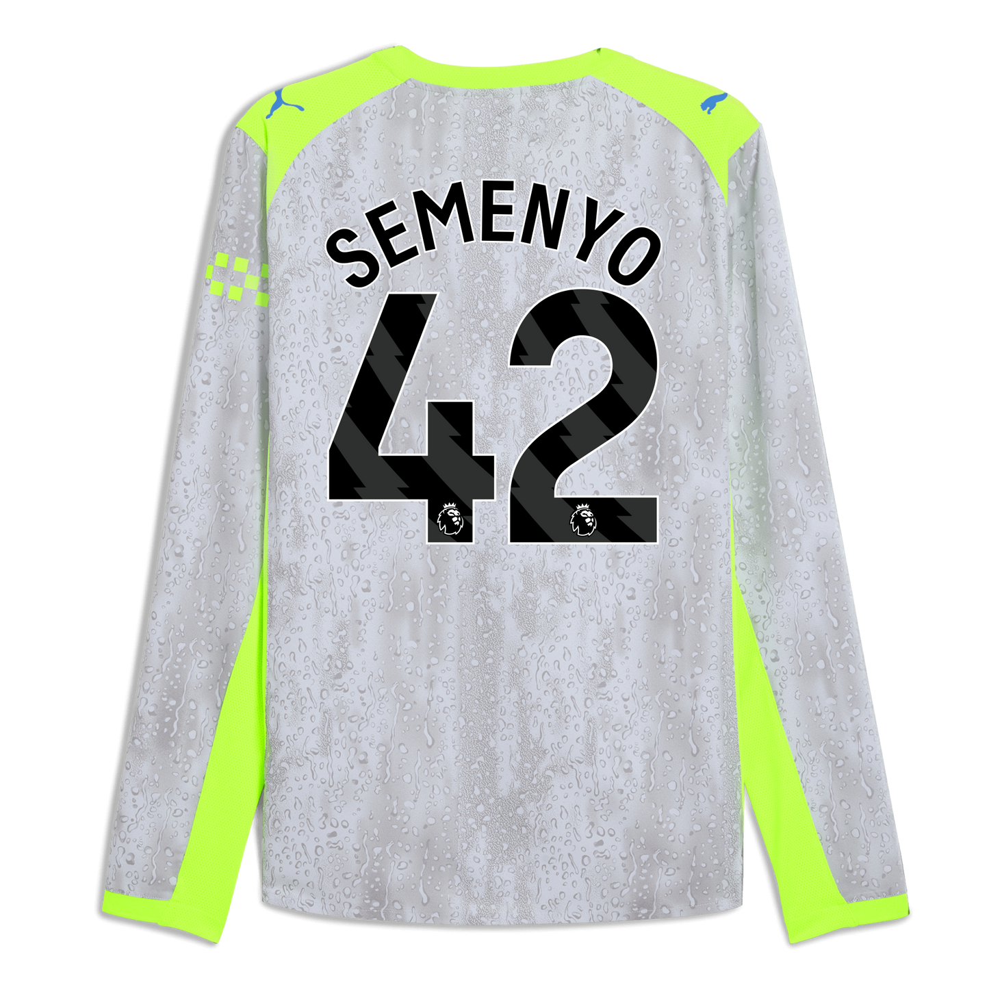 Manchester City Third Authentic Jersey 2025/26 Long Sleeve With SEMENYO 42 Printing - blue