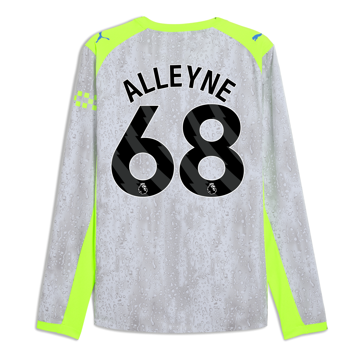 Manchester City Third Authentic Jersey 2025/26 Long Sleeve With ALLEYNE 68 Printing - blue