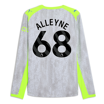 Manchester City Third Authentic Jersey 2025/26 Long Sleeve With ALLEYNE 68 Printing - blue