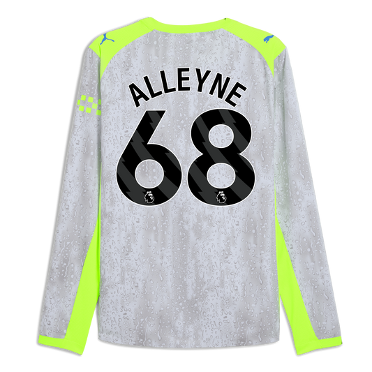 Manchester City Third Authentic Jersey 2025/26 Long Sleeve With ALLEYNE 68 Printing - blue