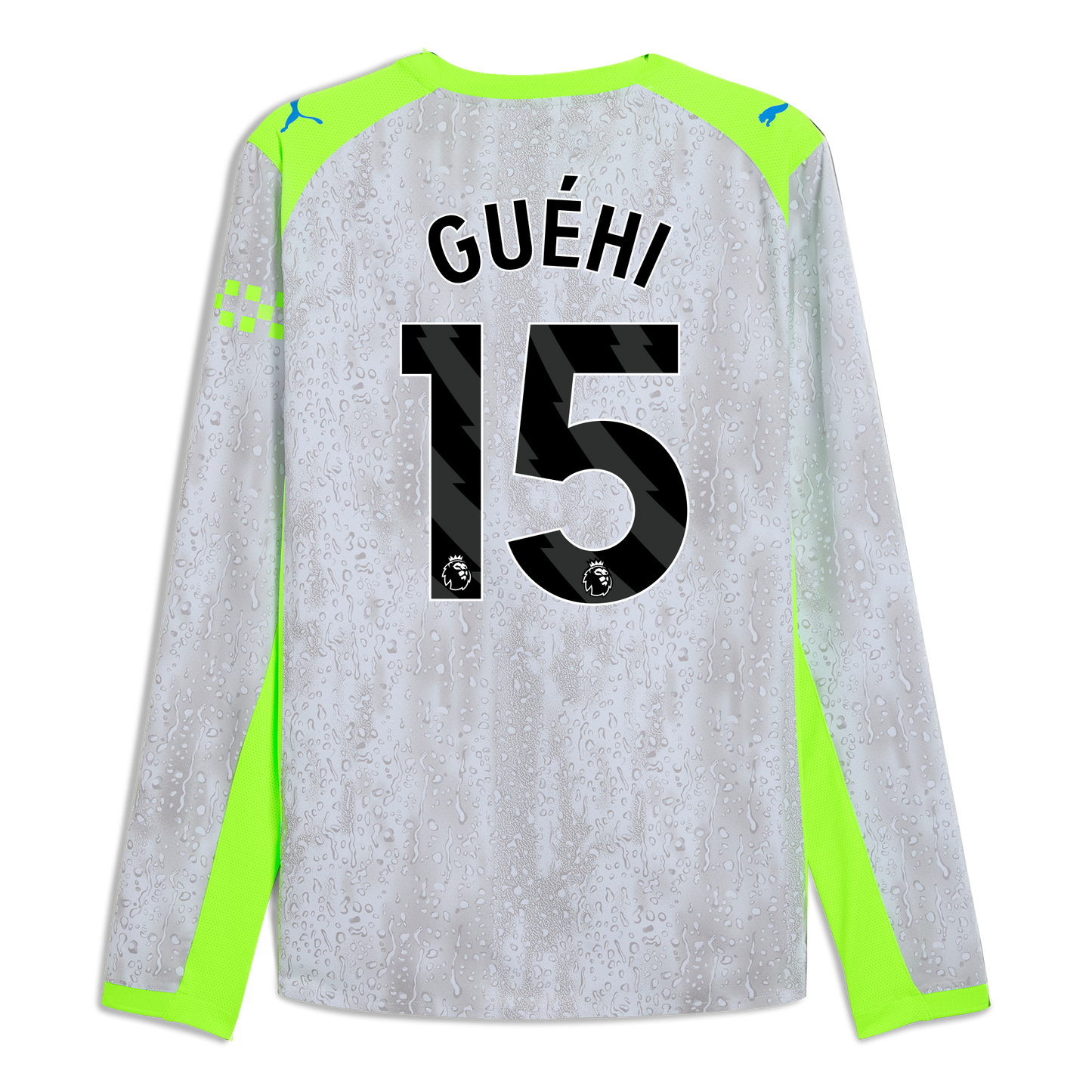 Manchester City Third Authentic Jersey 2025/26 Long Sleeve With GUÉHI 15 Printing - blue