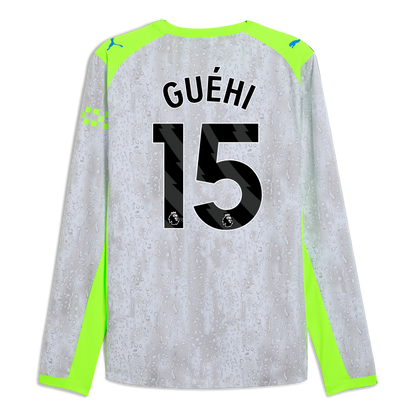 Manchester City Third Authentic Jersey 2025/26 Long Sleeve With GUÉHI 15 Printing - blue