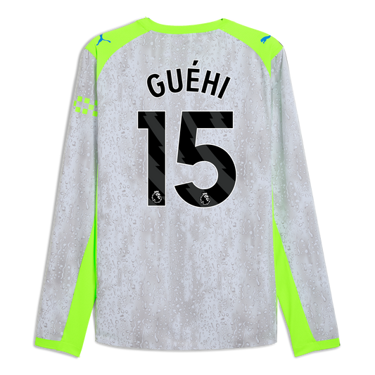 Manchester City Third Authentic Jersey 2025/26 Long Sleeve With GUÉHI 15 Printing - blue
