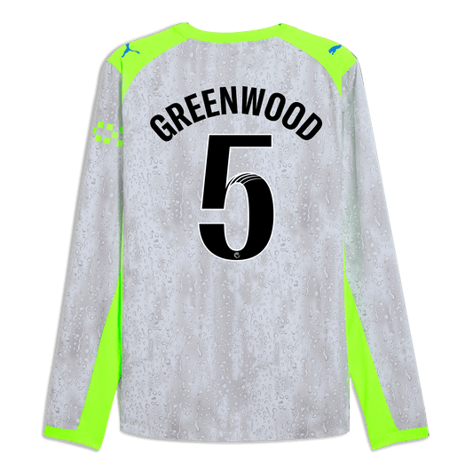 Manchester City Third Authentic Jersey 2025/26 Long Sleeve With GREENWOOD 5 Printing