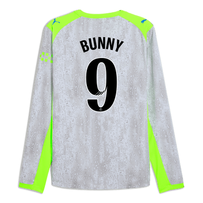 Manchester City Third Authentic Jersey 2025/26 Long Sleeve With BUNNY 9 Printing