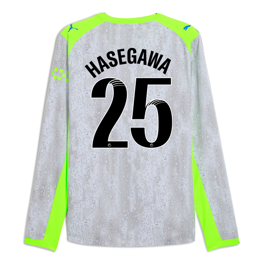 Manchester City Third Authentic Jersey 2025/26 Long Sleeve With HASEGAWA 25 Printing
