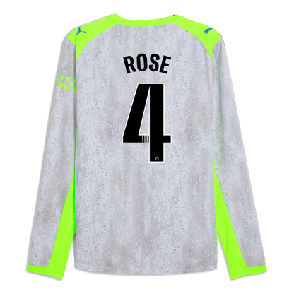 Manchester City Third Authentic Jersey 2025/26 Long Sleeve With ROSE 4 Printing
