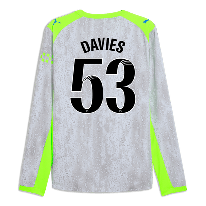 Manchester City Third Authentic Jersey 2025/26 Long Sleeve With DAVIES 53 Printing
