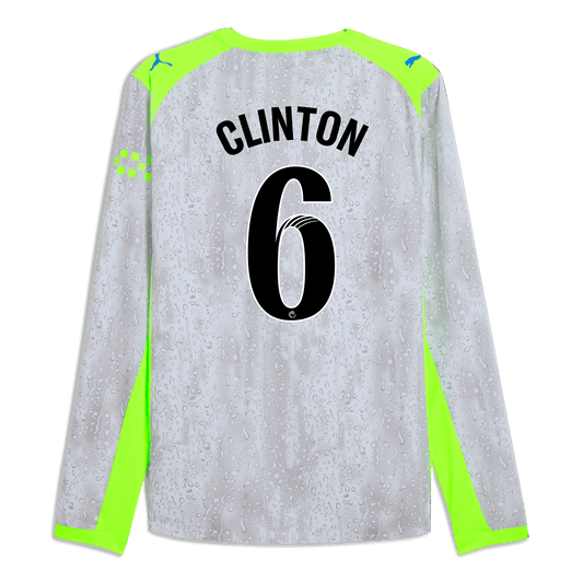 Manchester City Third Authentic Jersey 2025/26 Long Sleeve With CLINTON 6 Printing
