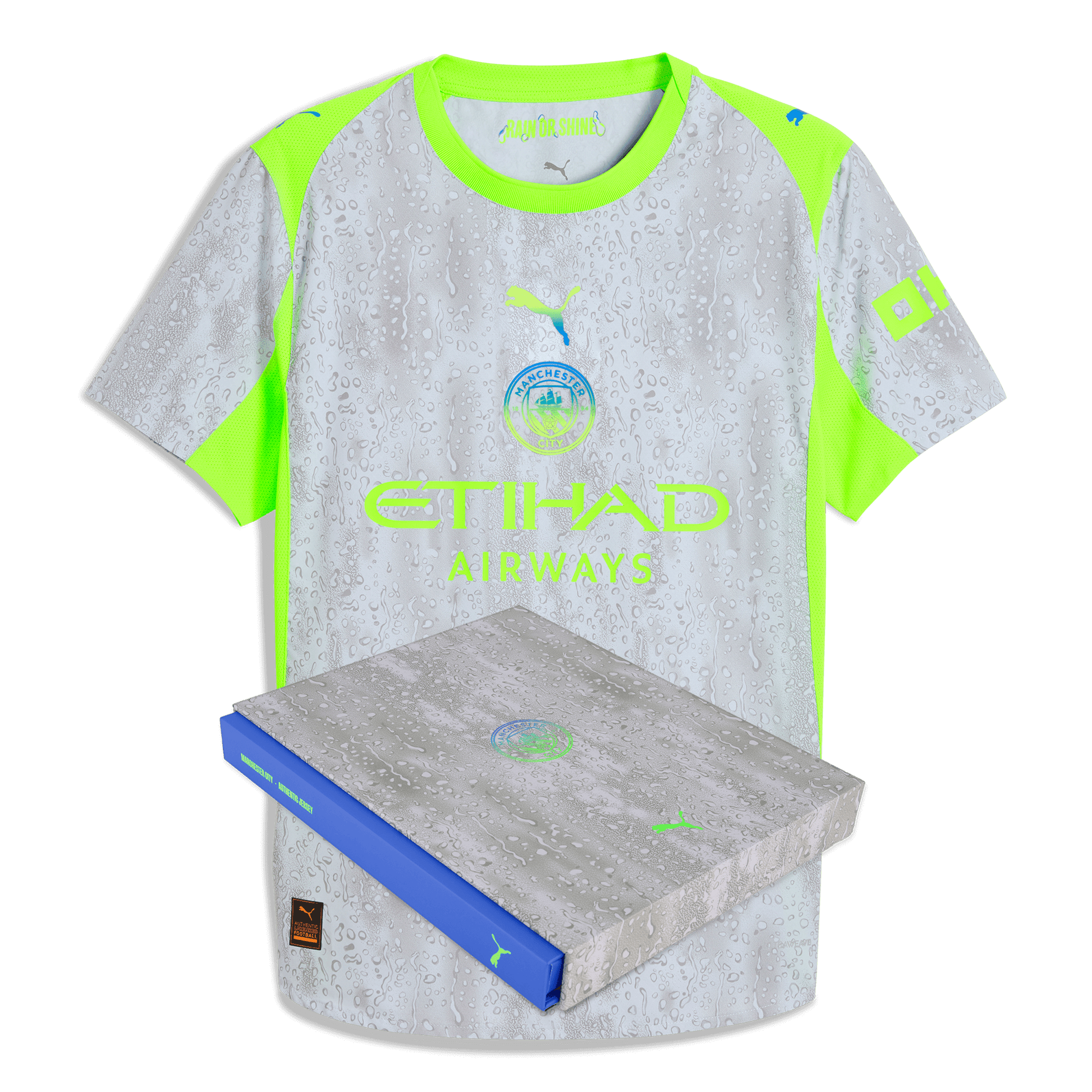 Manchester City Third Authentic Jersey 2025/26 With RODRIGO 16 Printing in Gift Box - blue