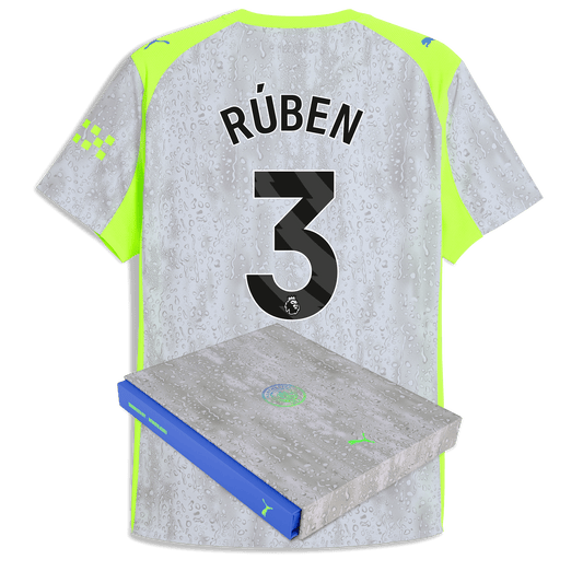 Manchester City Third Authentic Jersey 2025/26 With RÚBEN 3 Printing in Gift Box - blue