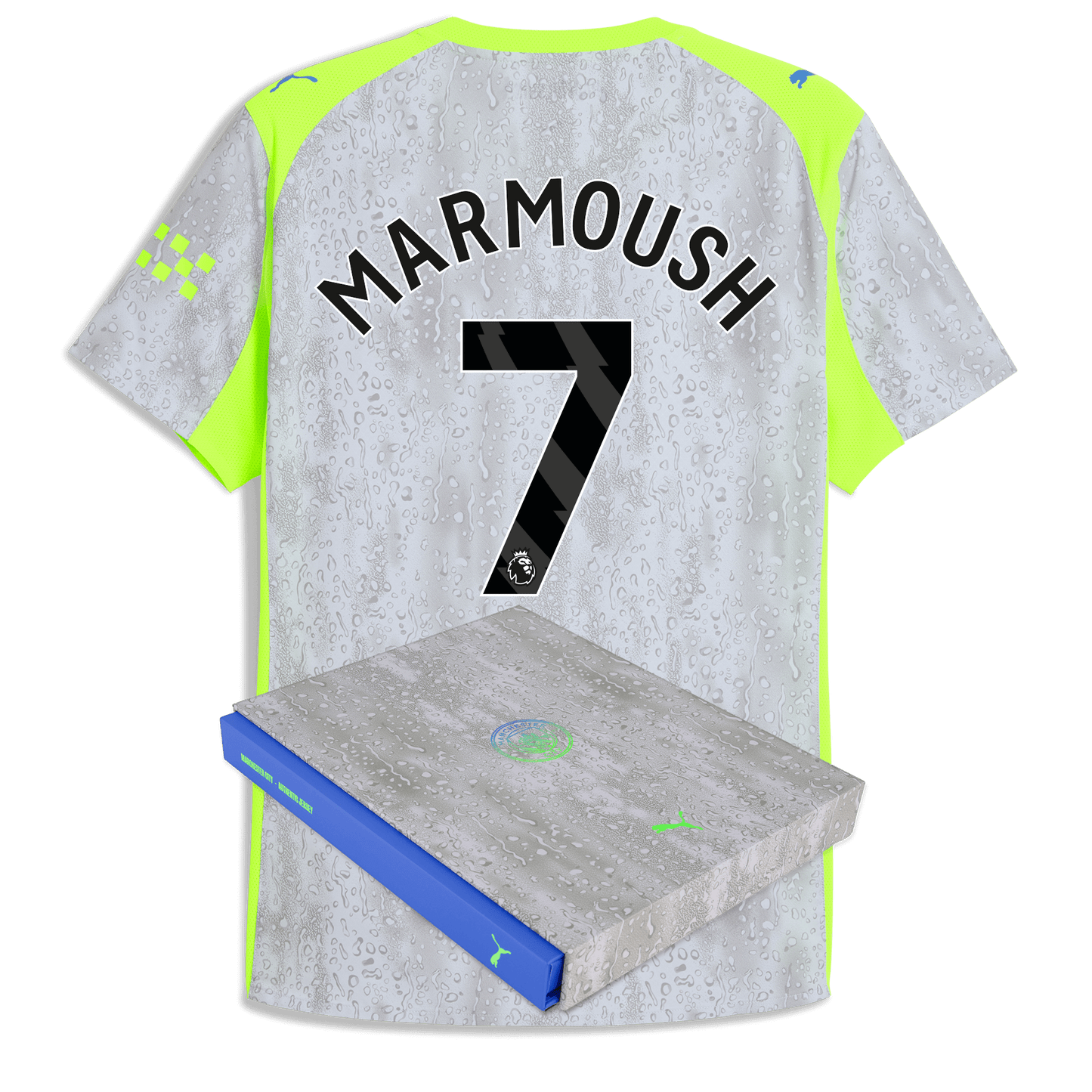 Manchester City Third Authentic Jersey 2025/26 With MARMOUSH 7 Printing in Gift Box - blue