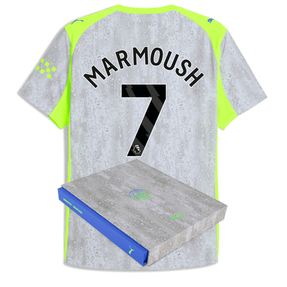 Manchester City Third Authentic Jersey 2025/26 With MARMOUSH 7 Printing in Gift Box - blue
