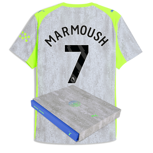 Manchester City Third Authentic Jersey 2025/26 With MARMOUSH 7 Printing in Gift Box - blue