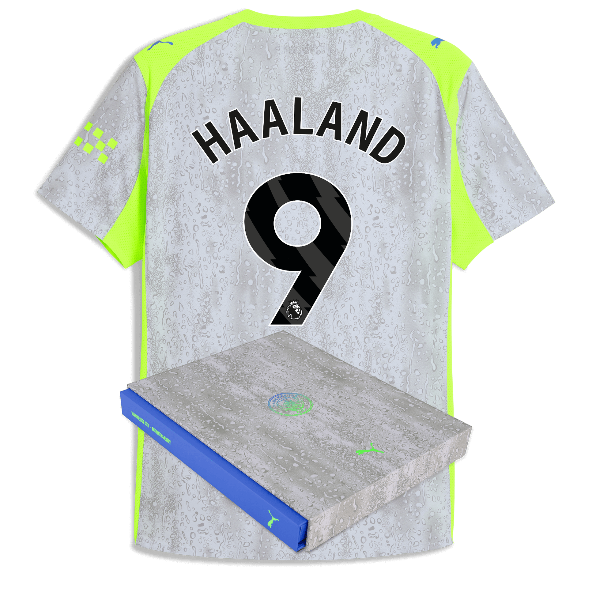 Manchester City Third Authentic Jersey 2025/26 With HAALAND 9 Printing in Gift Box - blue