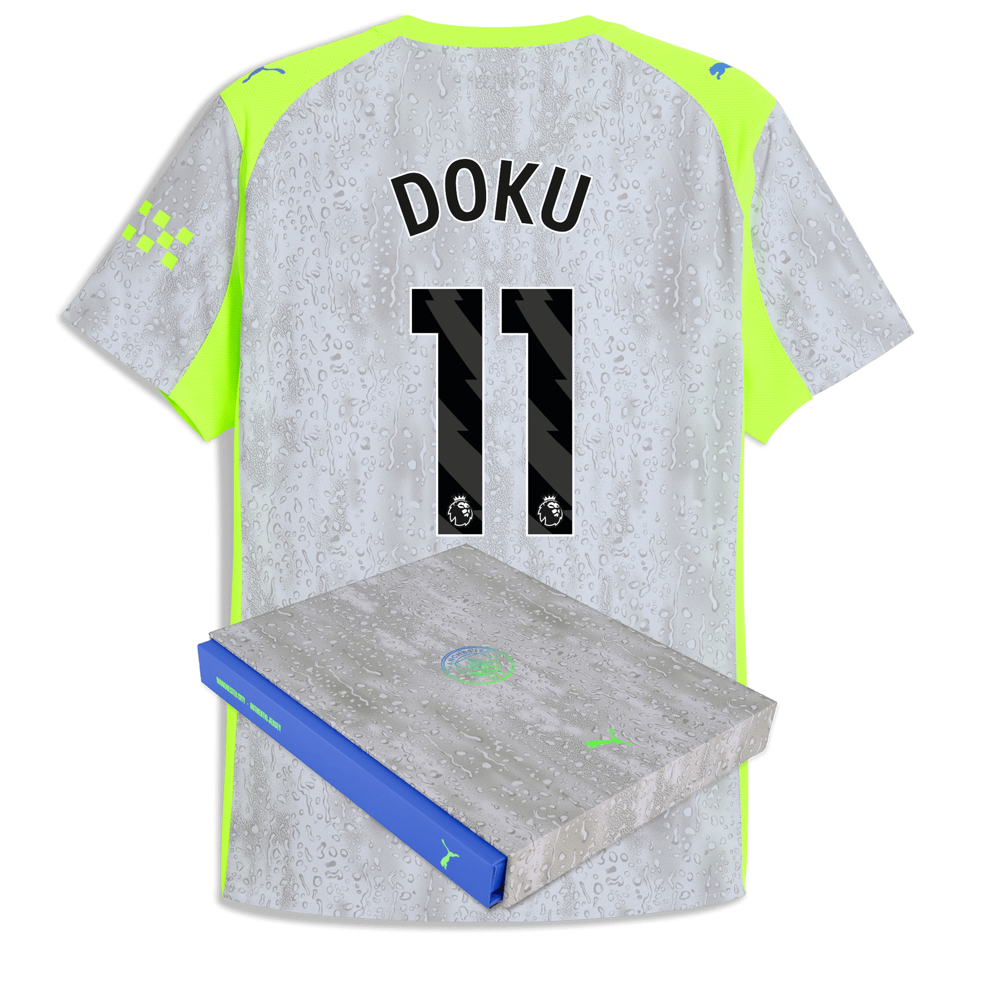 Manchester City Third Authentic Jersey 2025/26 With DOKU 11 Printing in Gift Box