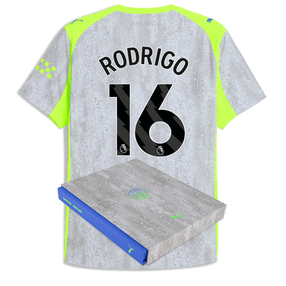 Manchester City Third Authentic Jersey 2025/26 With RODRIGO 16 Printing in Gift Box - blue