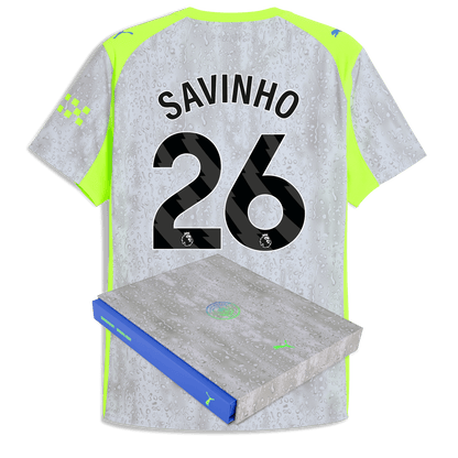 Manchester City Third Authentic Jersey 2025/26 With SAVINHO 26 Printing in Gift Box - blue