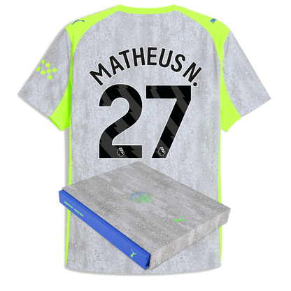 Manchester City Third Authentic Jersey 2025/26 With MATHEUS N. 27 Printing in Gift Box - blue