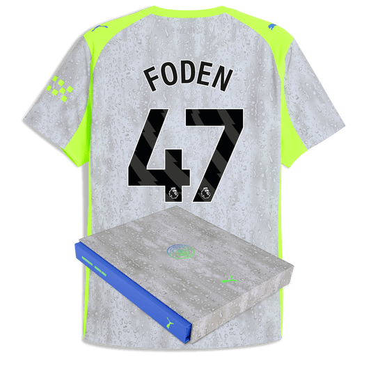 Manchester City Third Authentic Jersey 2025/26 With FODEN 47 Printing in Gift Box - blue