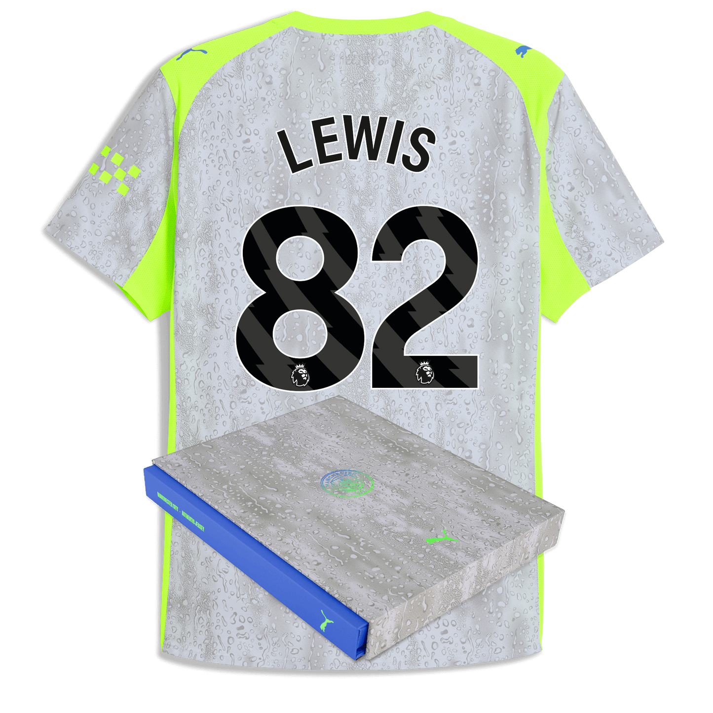Manchester City Third Authentic Jersey 2025/26 With LEWIS 82 Printing in Gift Box - blue