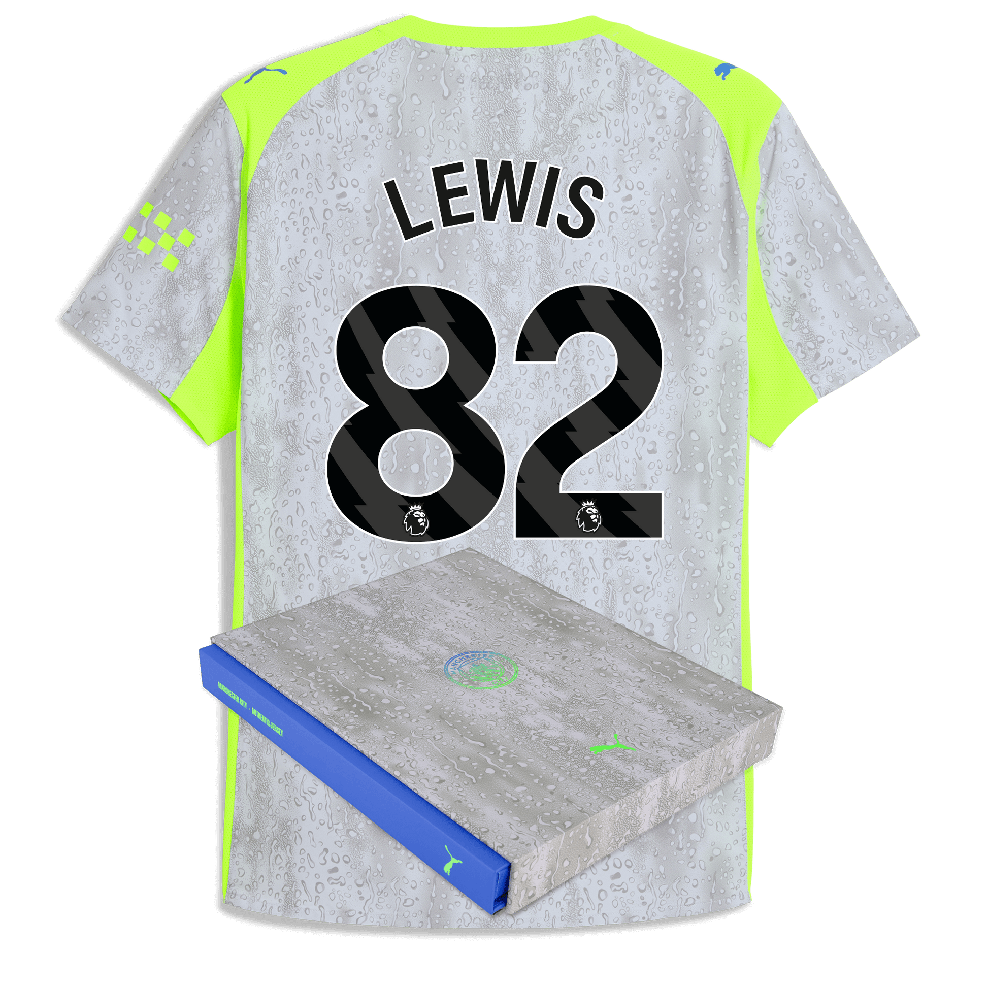 Manchester City Third Authentic Jersey 2025/26 With LEWIS 82 Printing in Gift Box - blue