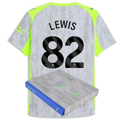 Manchester City Third Authentic Jersey 2025/26 With LEWIS 82 Printing in Gift Box - blue