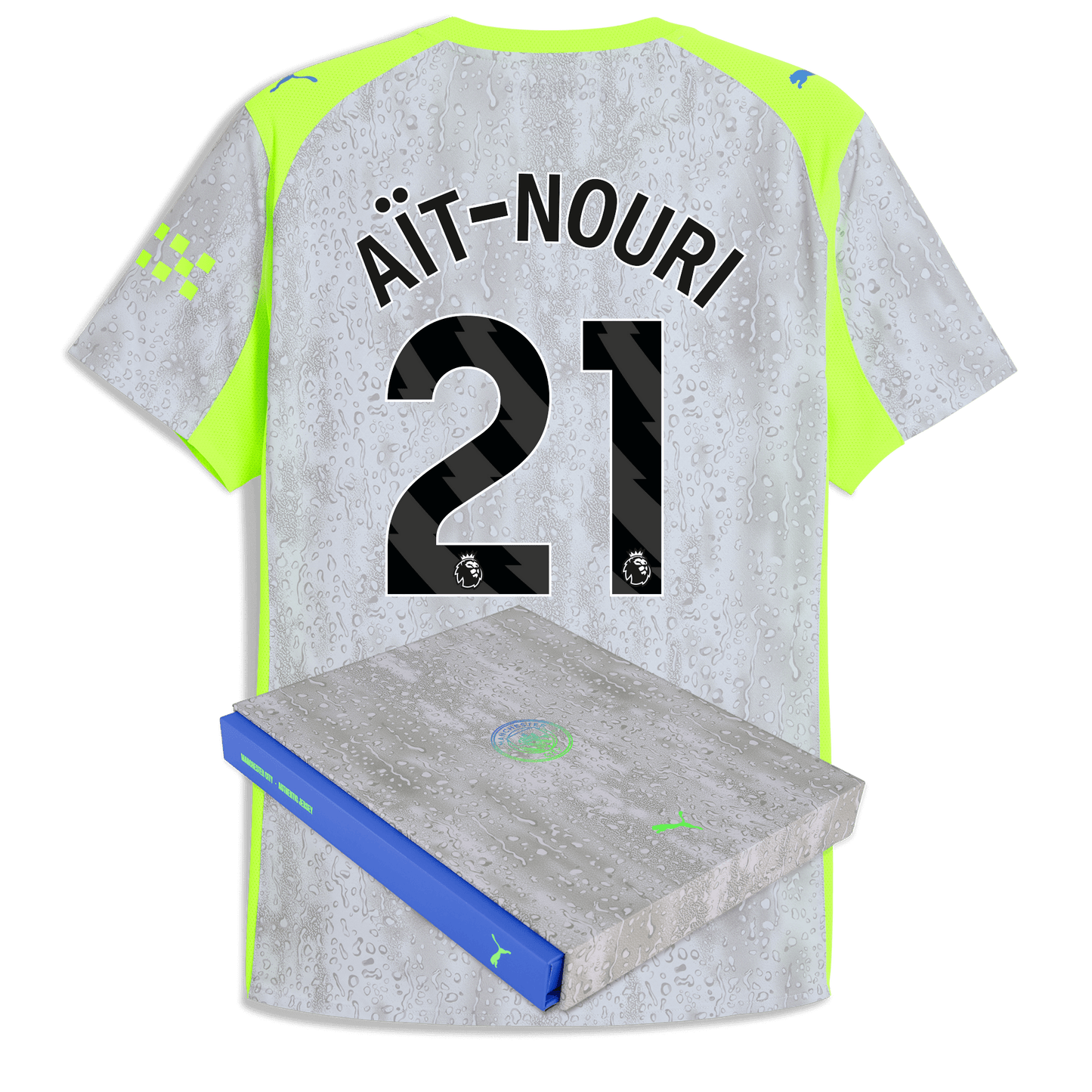 Manchester City Third Authentic Jersey 2025/26 With AÏT-NOURI 21 Printing in Gift Box - blue