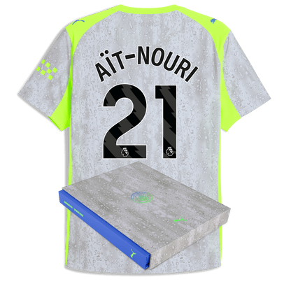 Manchester City Third Authentic Jersey 2025/26 With AÏT-NOURI 21 Printing in Gift Box - blue