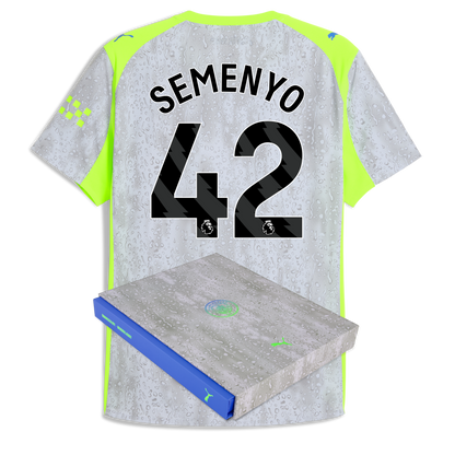 Manchester City Third Authentic Jersey 2025/26 With SEMENYO 42 Printing in Gift Box - blue