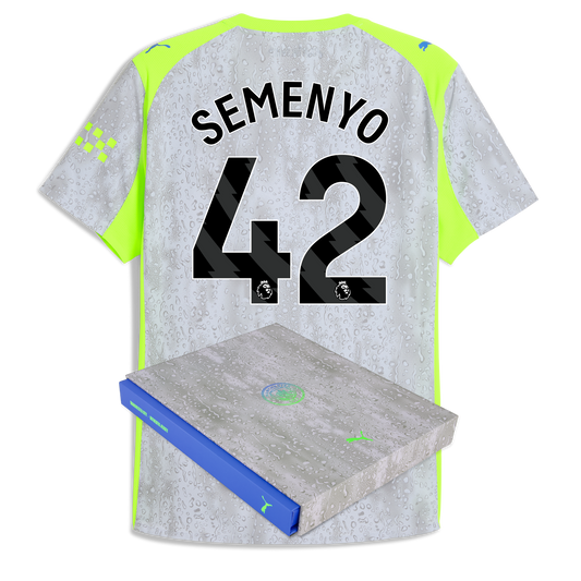 Manchester City Third Authentic Jersey 2025/26 With SEMENYO 42 Printing in Gift Box - blue