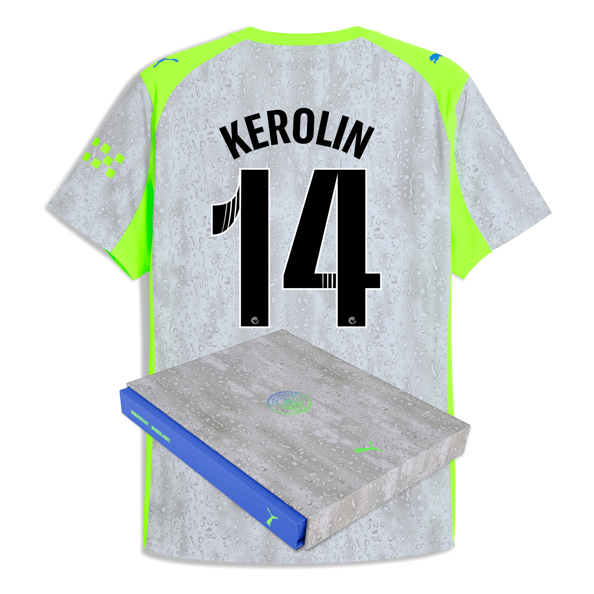 Manchester City Third Authentic Jersey 2025/26 With KEROLIN 14 Printing in Gift Box