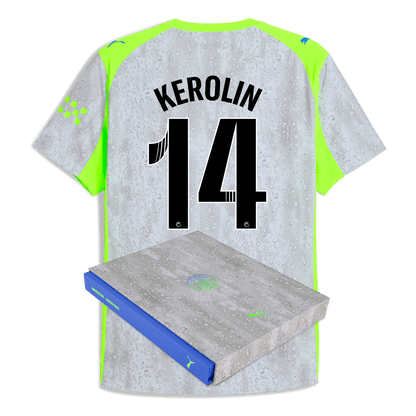 Manchester City Third Authentic Jersey 2025/26 With KEROLIN 14 Printing in Gift Box